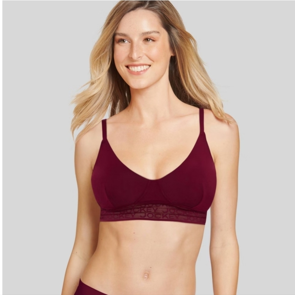 Jockey Generation Women's Soft Touch Logo Bralette - Burgundy Blush S
